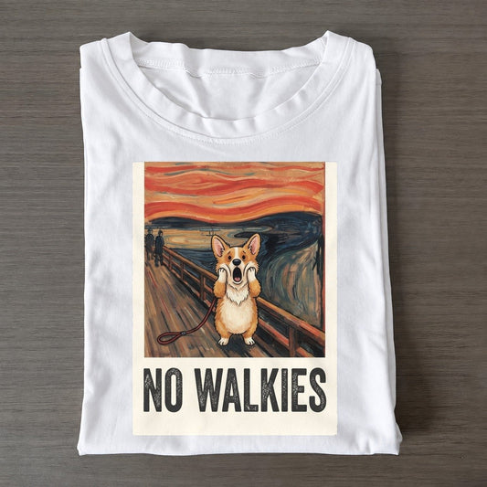 Corgi Scream No Walkies Scream Classic T-shirt – White