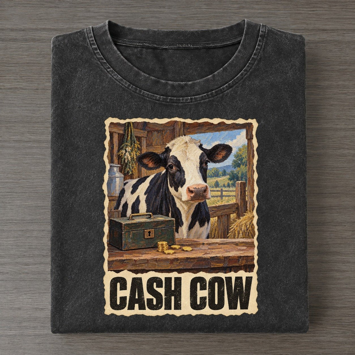Cow Cash Cow Animal Puns Vol. 2 Vintage T-shirt – Black