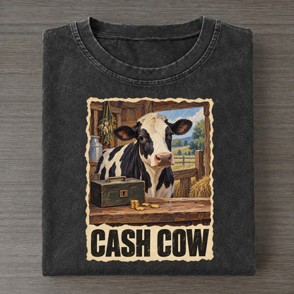 Cow Cash Cow Animal Puns Vol. 2 Vintage T-shirt – Black
