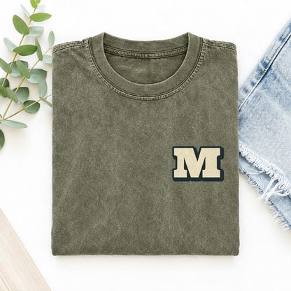 Initial M Left Chest Vintage T-shirt – Army Green