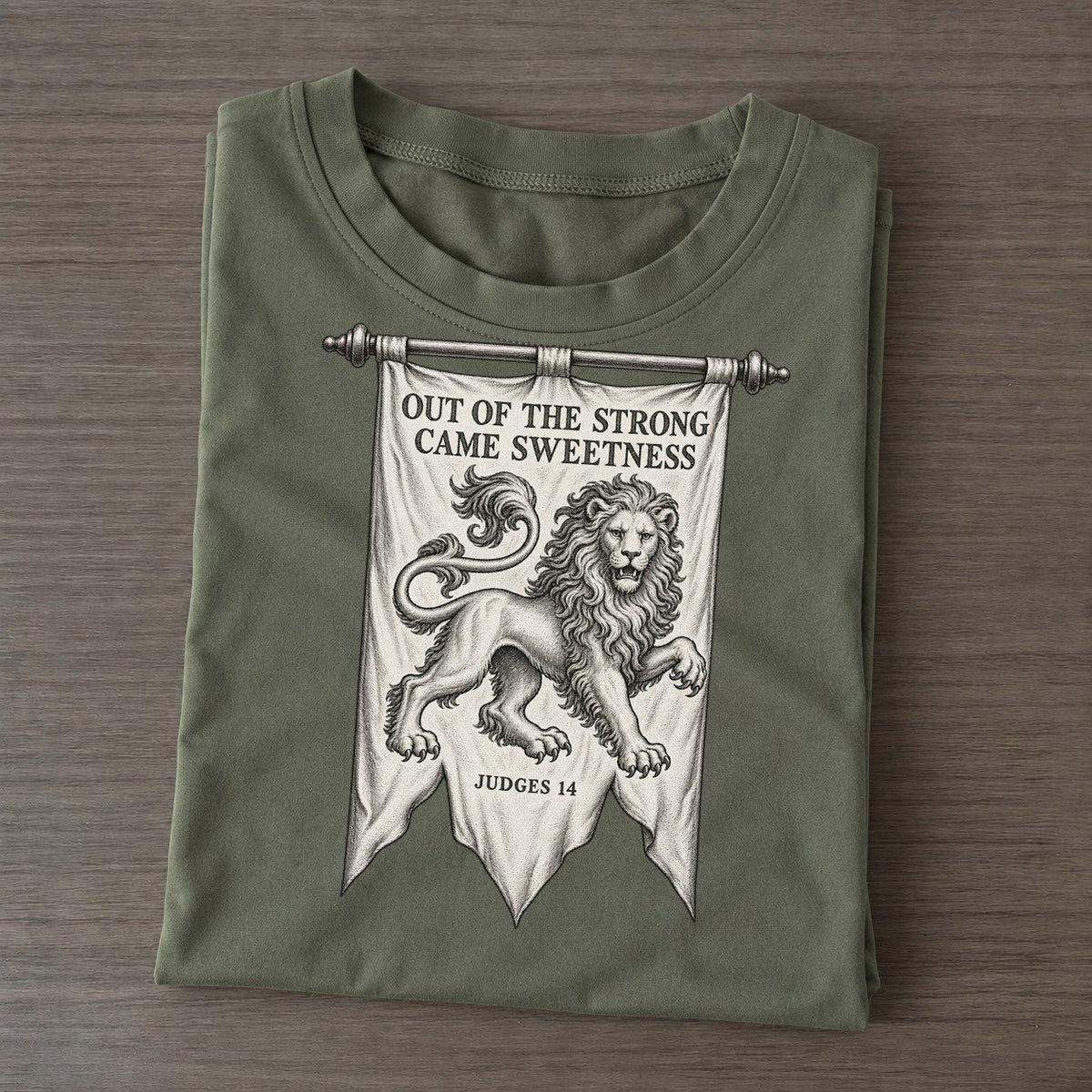 Out Of The Strong Beast And Banner Classic T-shirt – Army Green