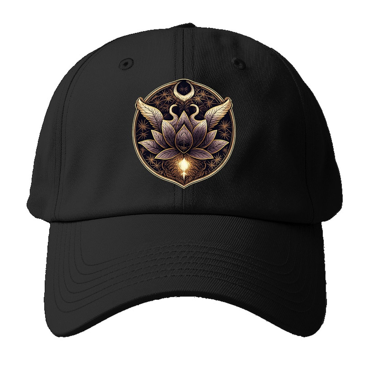 Celestial Lotus Balance Baseball Cap – Black