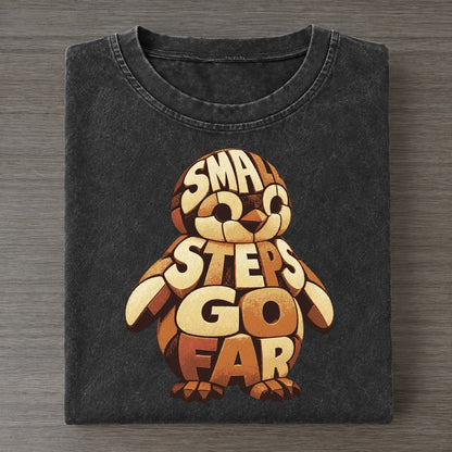 Penguin Pebble Letter Sculpture Vintage T-shirt – Black