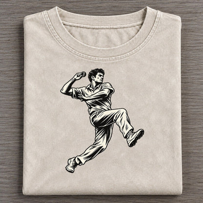 Cricket Spinner In Flight Global Sports Ink Figures Vintage T-shirt – Off White