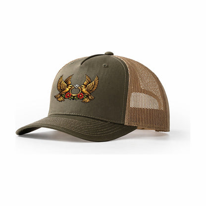Claddagh Symbol Trucker Hat – Olive Khaki
