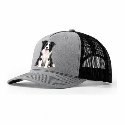 Border Collie Sitting Top Breeds Trucker Hat – Sport Grey Black