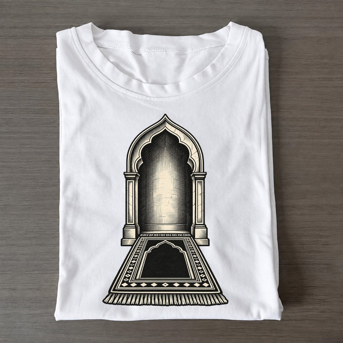 Muslim Prayer Mat And Mihrab World Faiths Ink Figures Classic T-shirt – White