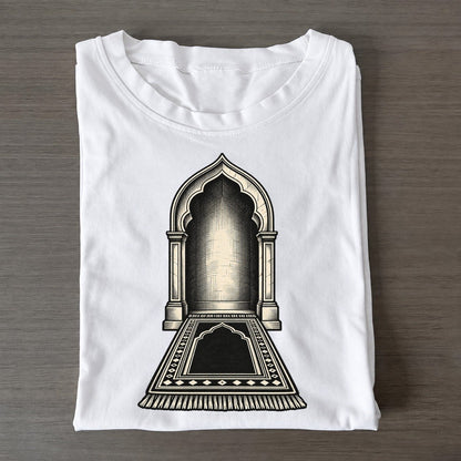 Muslim Prayer Mat And Mihrab World Faiths Ink Figures Classic T-shirt – White