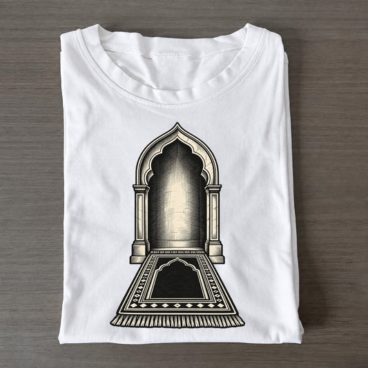 Muslim Prayer Mat And Mihrab World Faiths Ink Figures Classic T-shirt – White