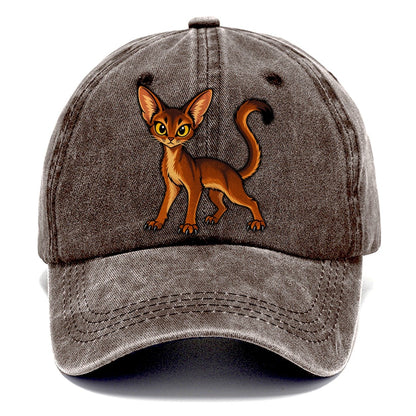 Abyssinian Alert Peeking Cats Classic Cap – Brown