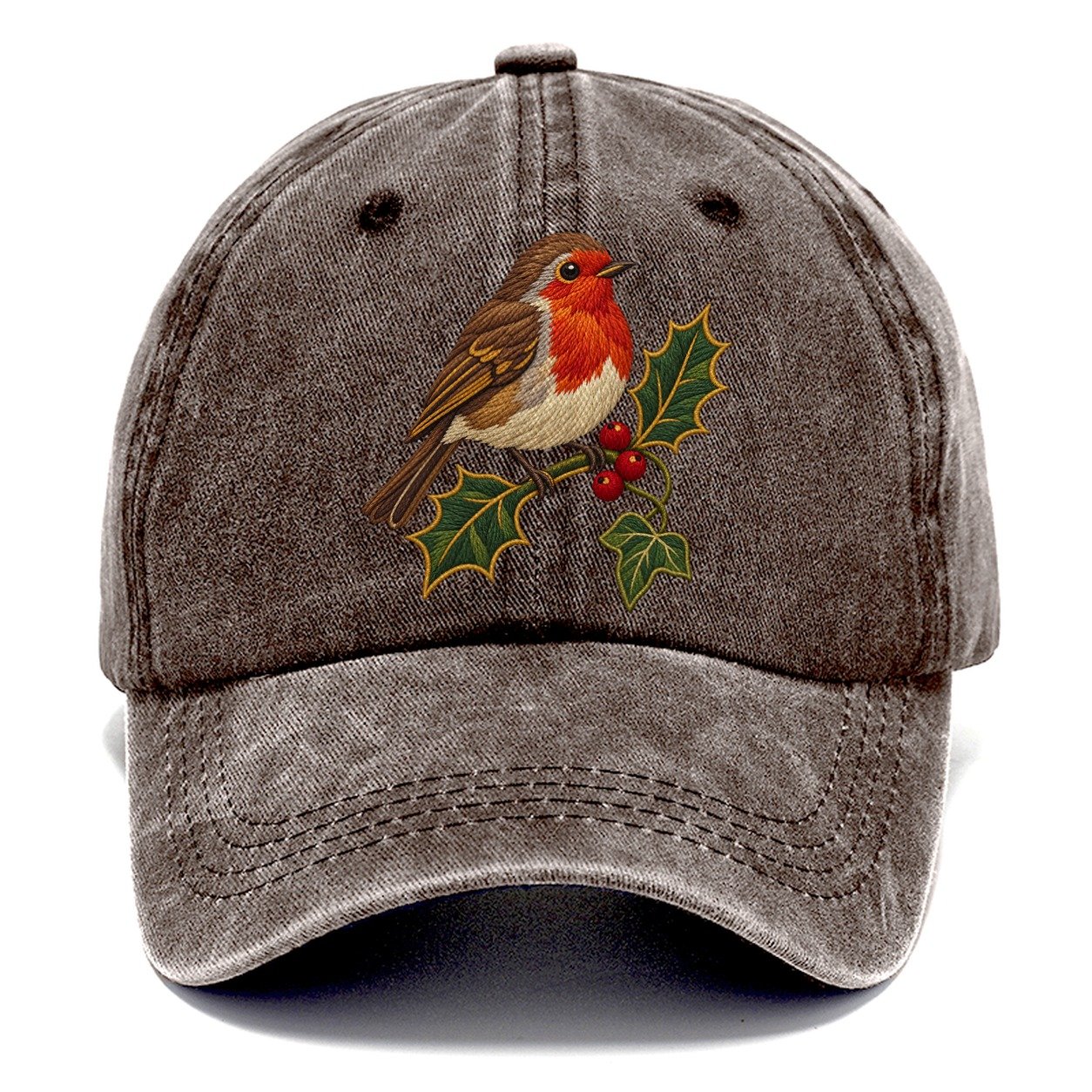 British Robin Holly And Ivy Uk Culture Heritage Classic Cap – Brown