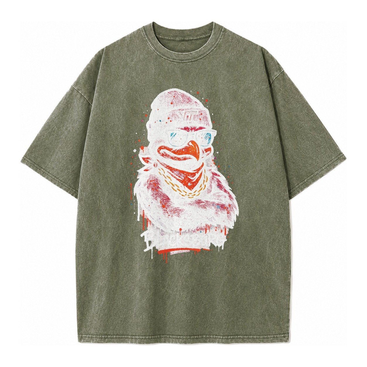Blacksburg Hokiebird Wearing Virginia Tech Beanie With Vt Pa Vintage T-shirt – Army Green