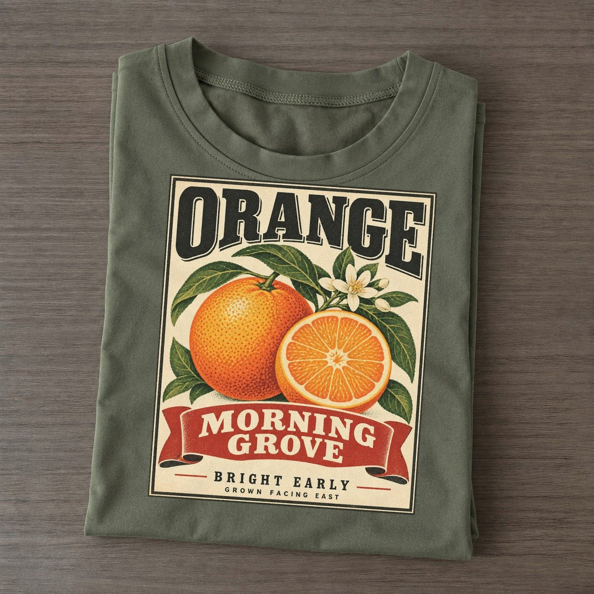 Orange Orchard Crate Classic T-shirt – Army Green