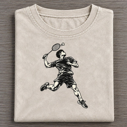 Badminton Overhead Smash Global Sports Ink Figures Vintage T-shirt – Off White