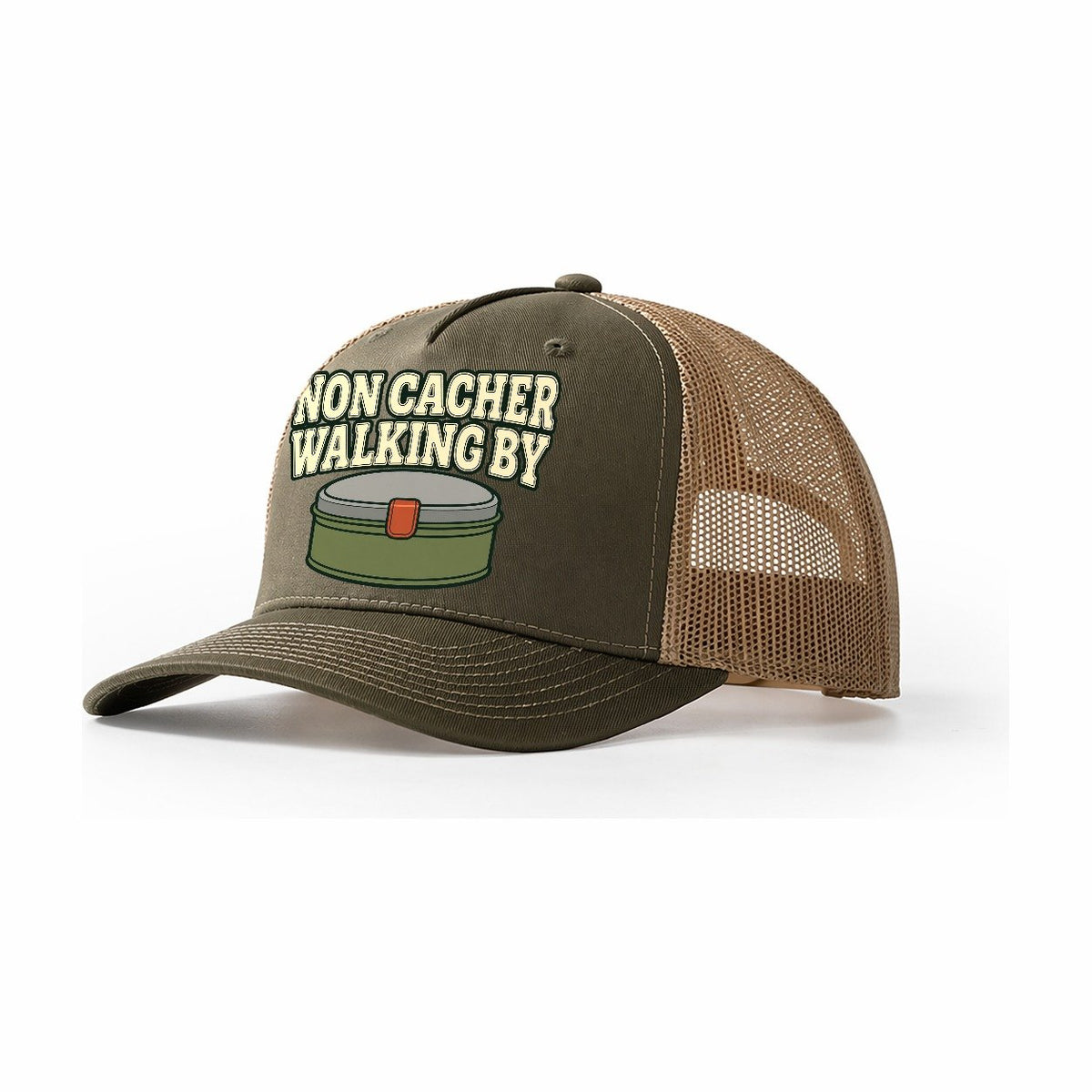 Non Cacher Walking By Geocaching Trucker Hat – Olive Khaki