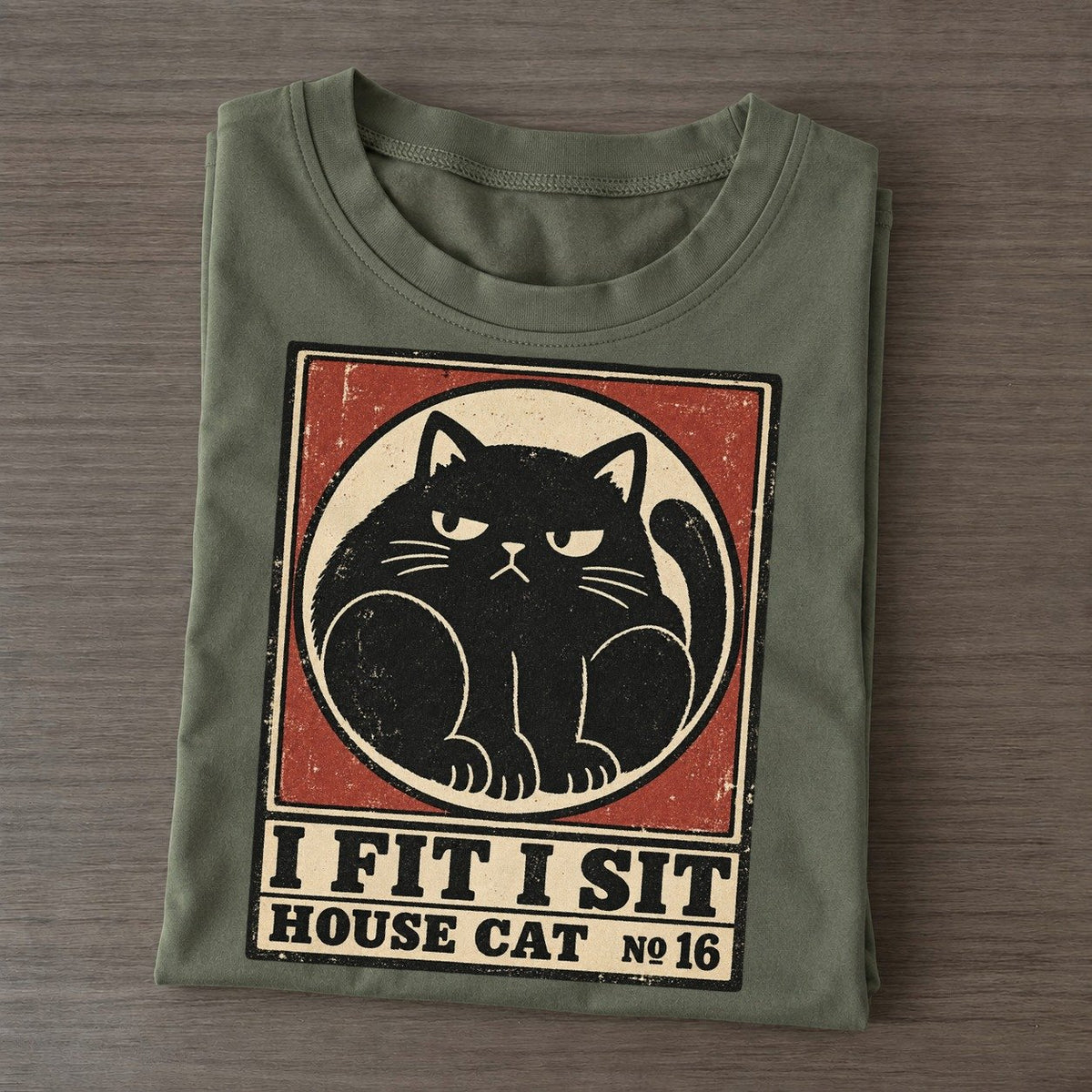 I Fit I Sit Neko Says No Classic T-shirt – Army Green
