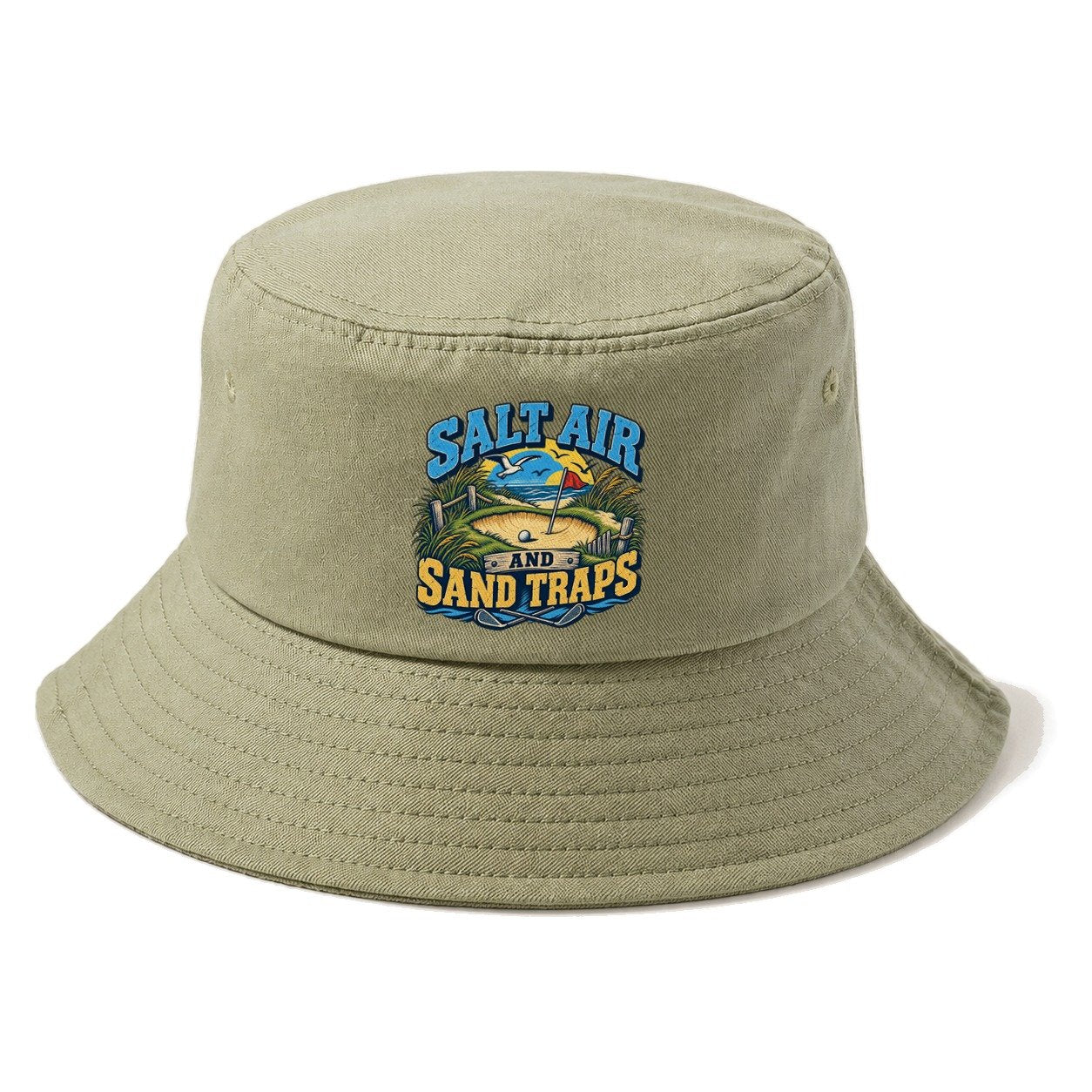 Salt Air And Sand Traps Golf Life Bucket Hat – Army Green