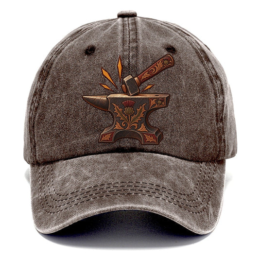 Village Blacksmith Anvil And Hammer Uk Culture Heritage Classic Cap – Brown