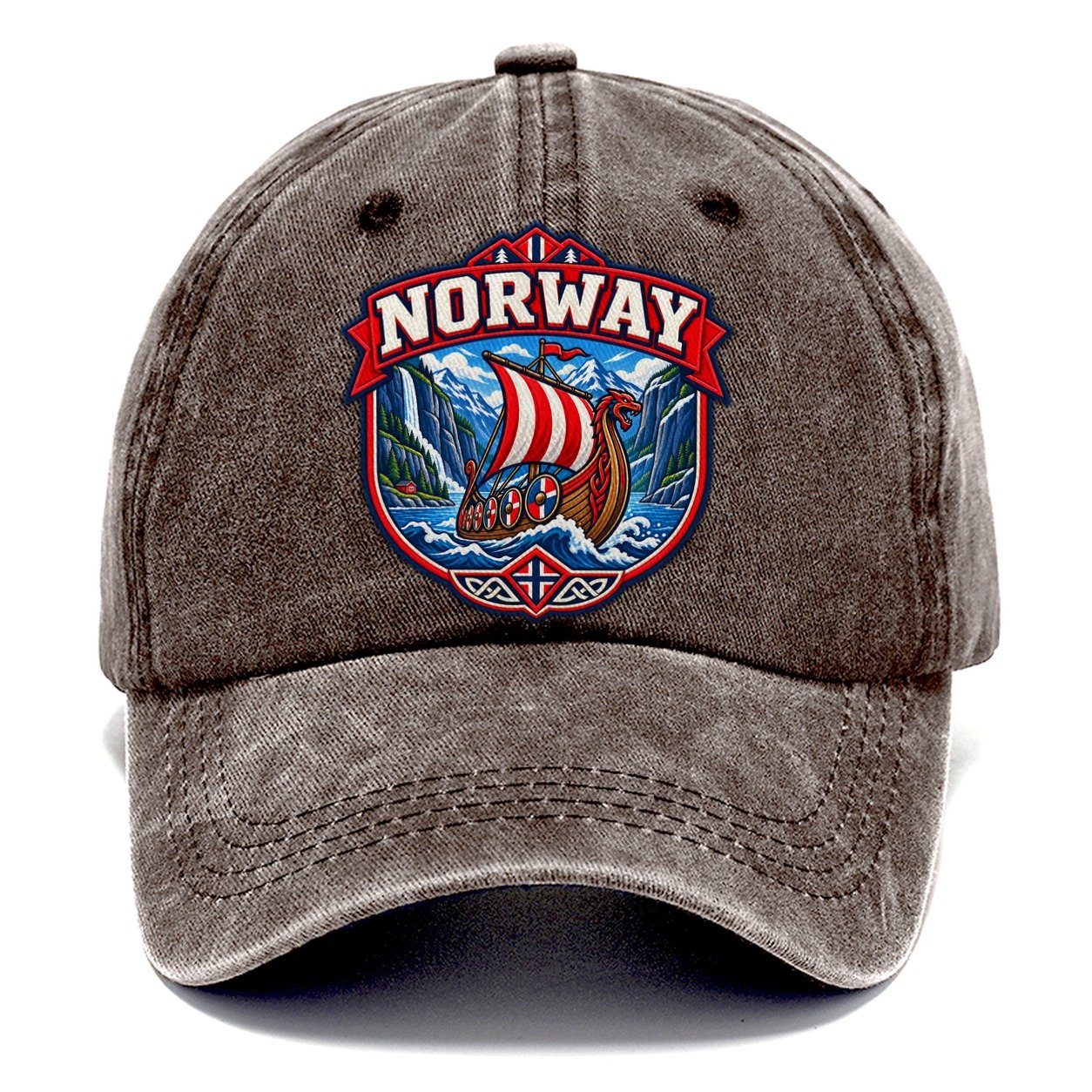 Norway Retro Badge Country Logos Classic Cap – Brown