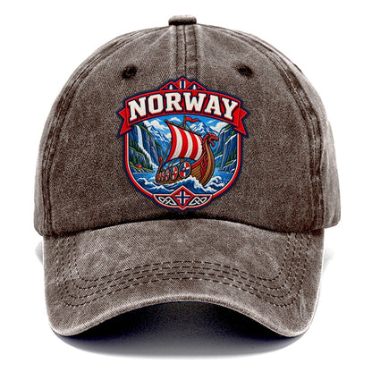 Norway Retro Badge Country Logos Classic Cap – Brown