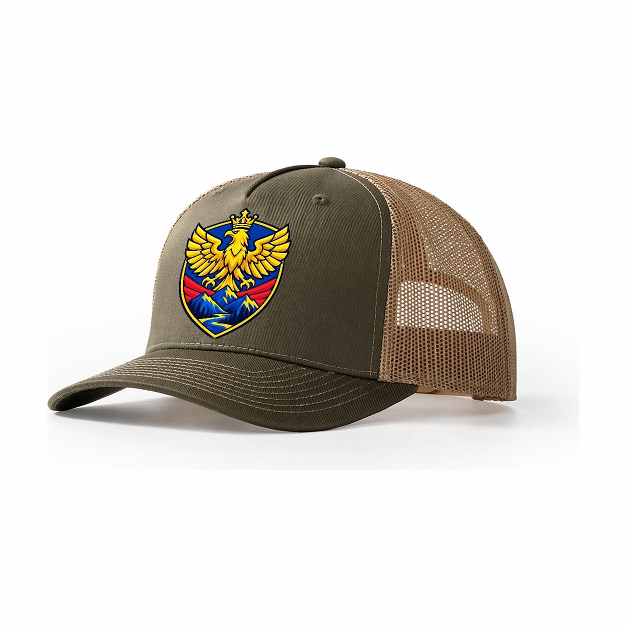 Romania Minimal Emblem Country Logos Trucker Hat – Olive Khaki