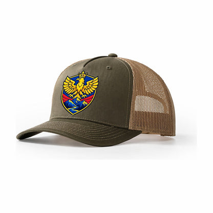 Romania Minimal Emblem Country Logos Trucker Hat – Olive Khaki