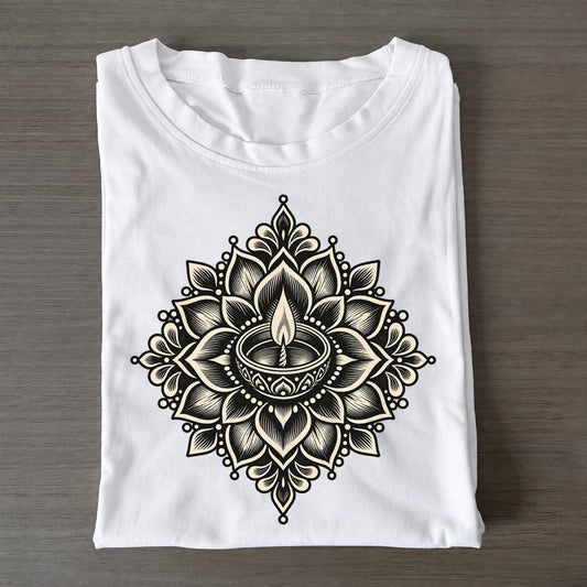 Hindu Rangoli And Diya World Faiths Ink Figures Classic T-shirt – White
