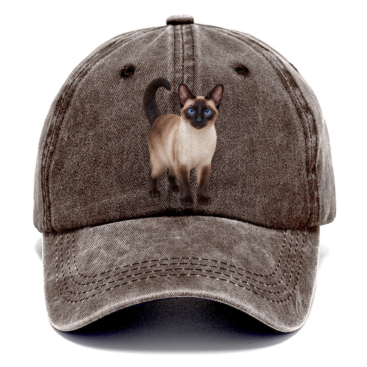 Siamese Standing Three Quarter Realistic Cat Portrait Classic Cap – Brown