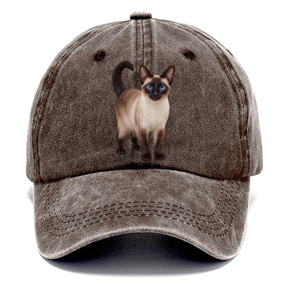 Siamese Standing Three Quarter Realistic Cat Portrait Classic Cap – Brown