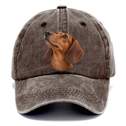 Dachshund Upturned Nose Character Club Classic Cap – Brown