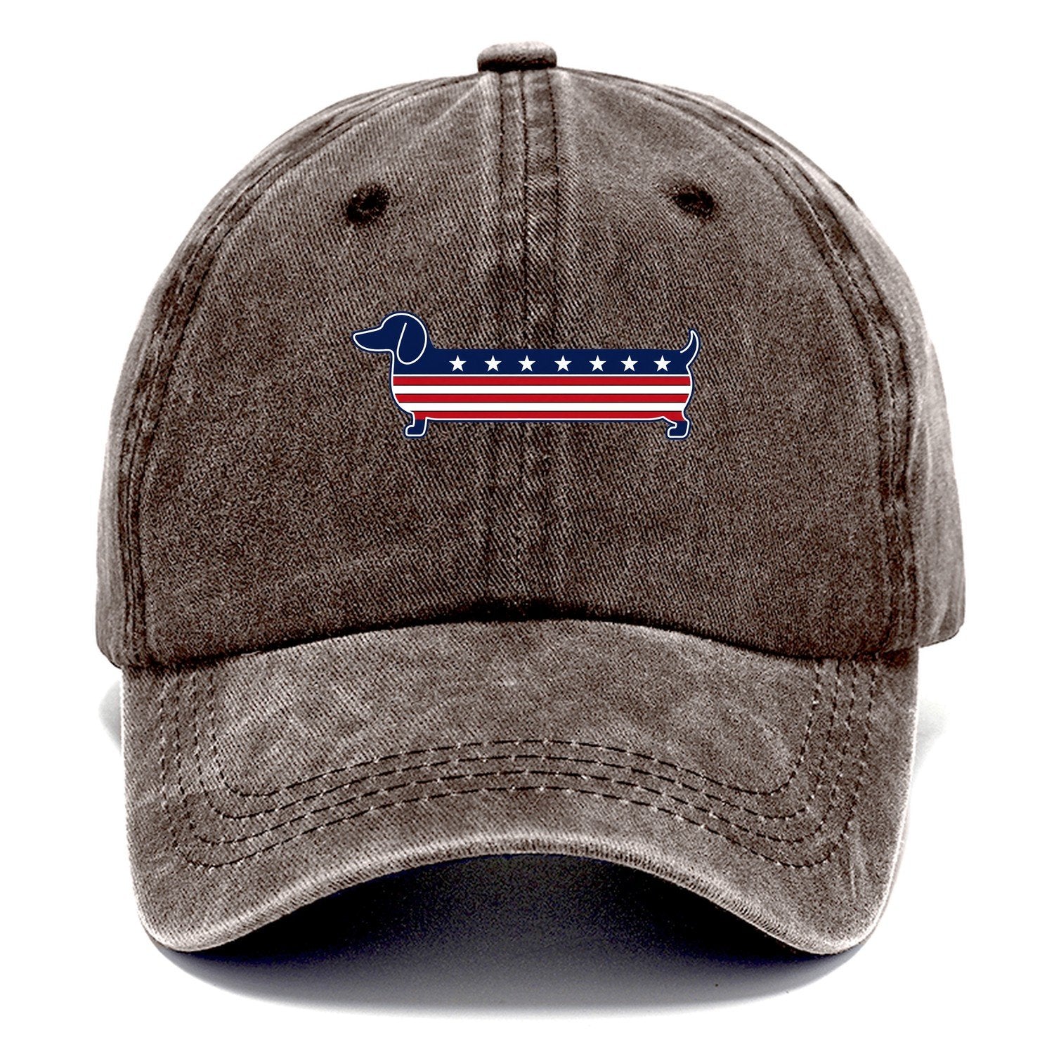Patriotic Dachshund Flag Stripe Classic Cap – Brown