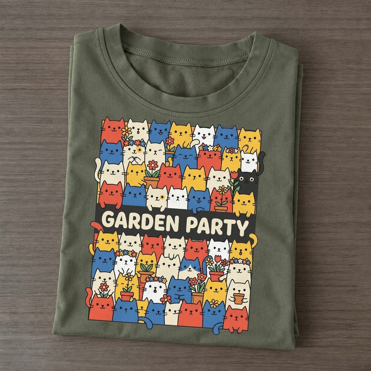 Garden Party Overcatted Classic T-shirt – Army Green