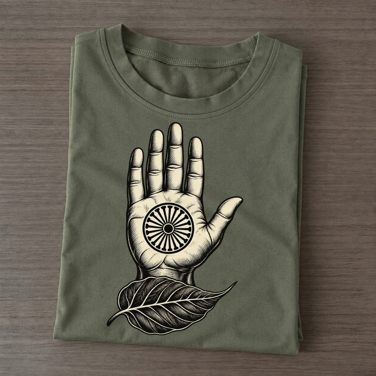 Jain Ahimsa And Living Leaf World Faiths Ink Figures Classic T-shirt – Army Green