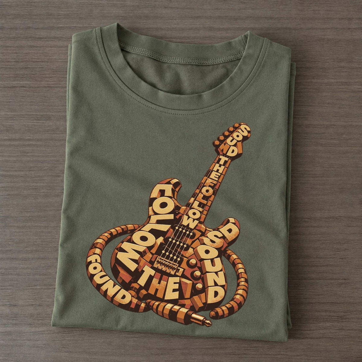 Guitar Cable Loop Letter Sculpture Classic T-shirt – Army Green