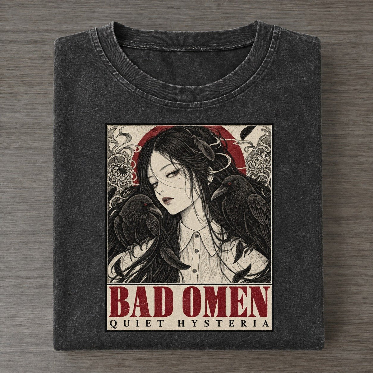 Bad Omen Quiet Hysteria Vintage T-shirt – Black