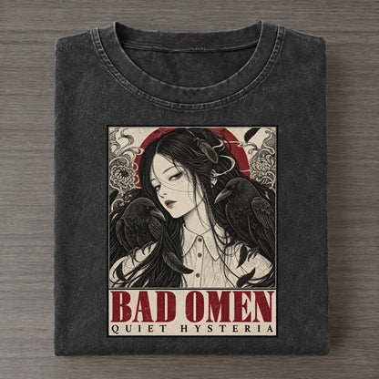 Bad Omen Quiet Hysteria Vintage T-shirt – Black