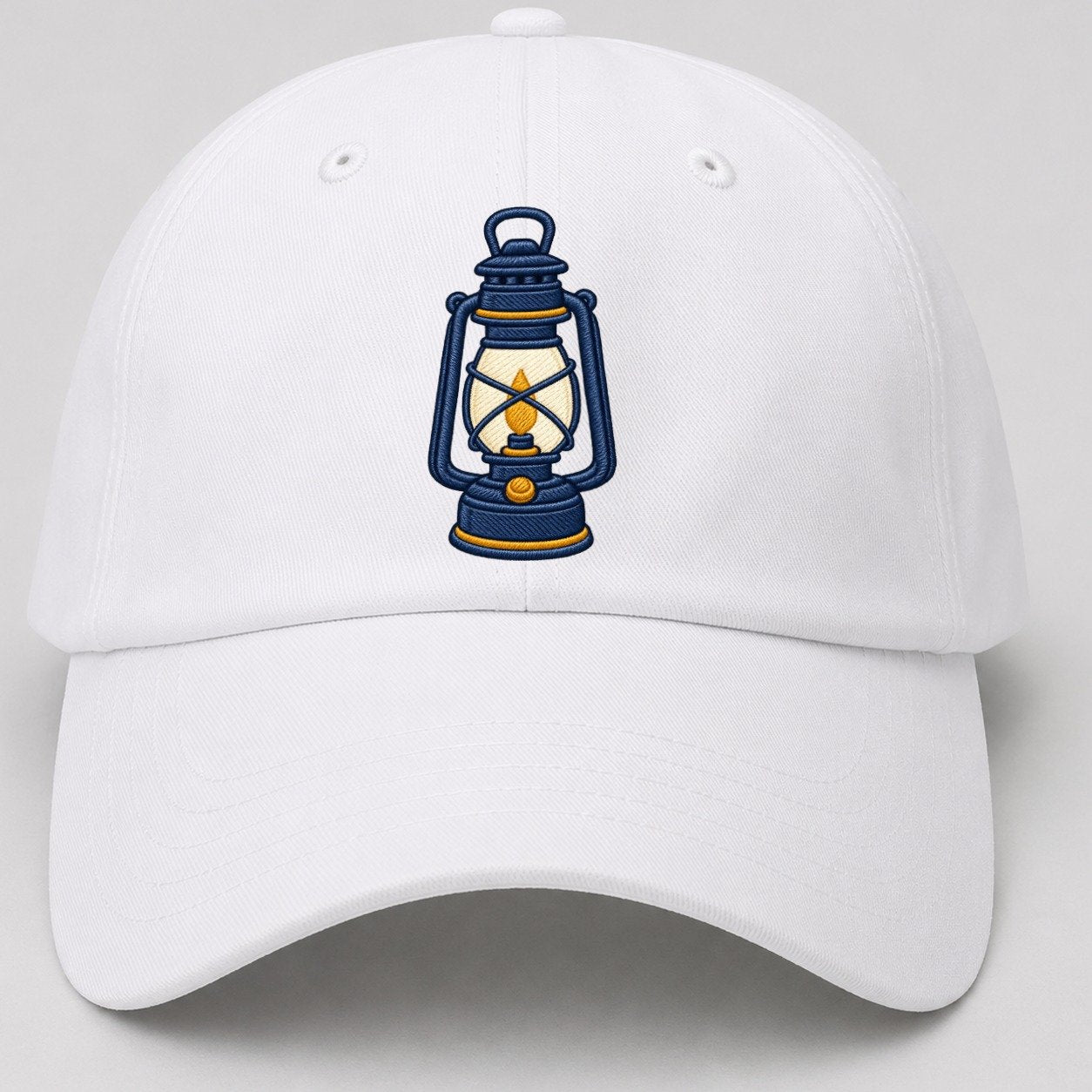Camp Lantern Tiny Solo Marks Baseball Cap – White