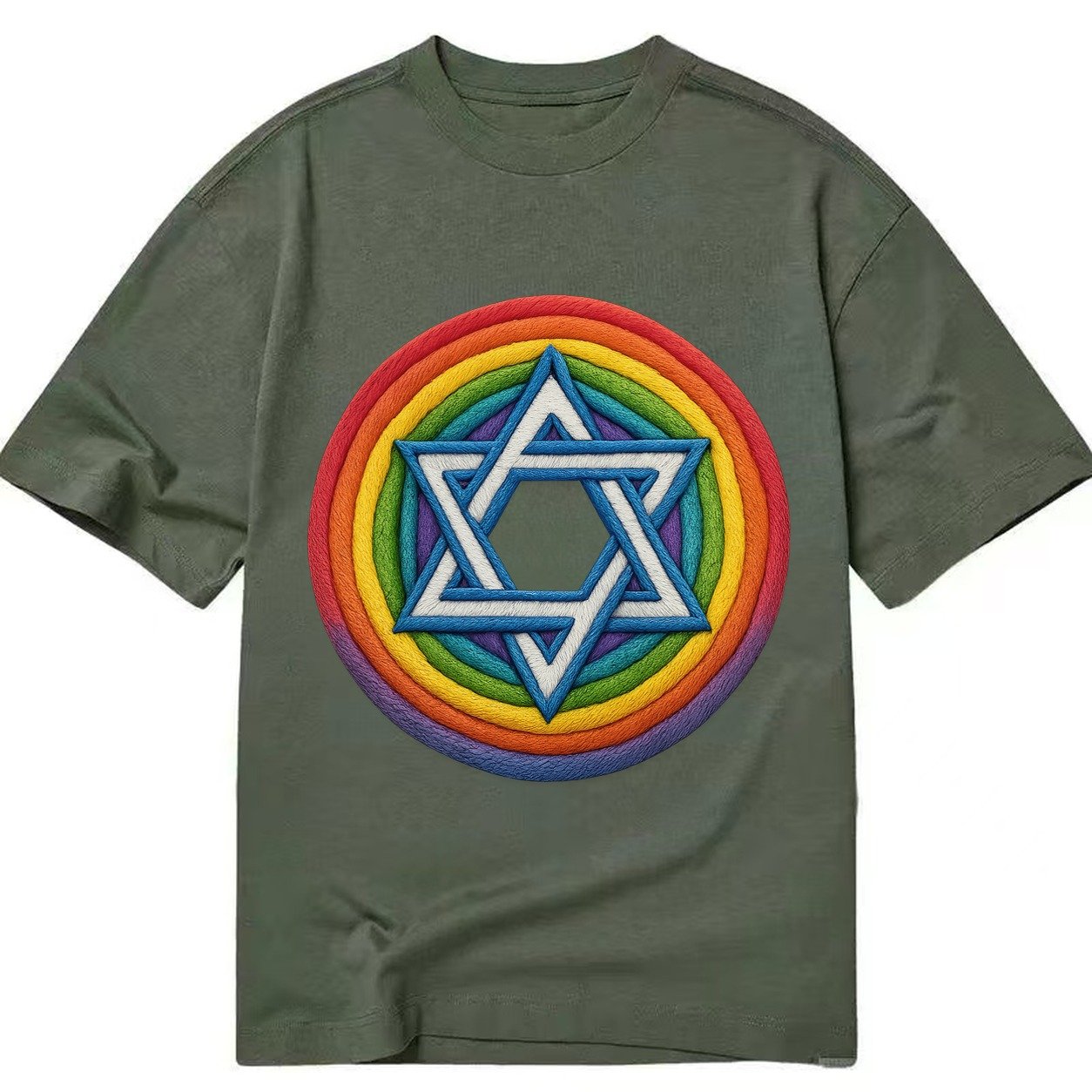 Rainbow Star Of David C8d987 Classic T-shirt – Army Green