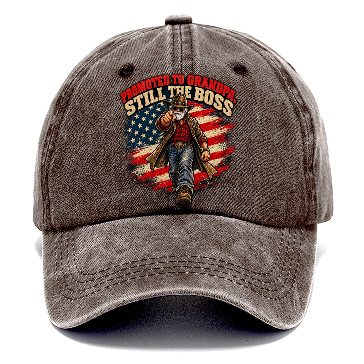 Promoted To Grandpa Still The Boss Old Man Strong Classic Cap – Brown
