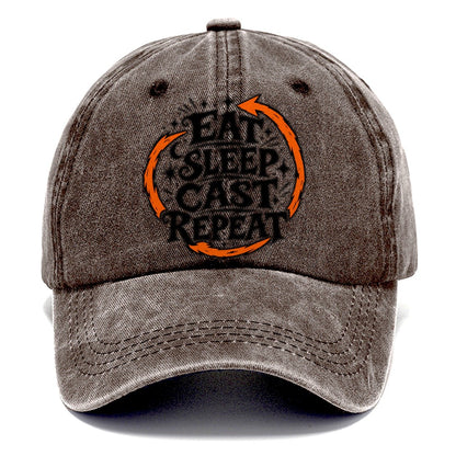 Eat Sleep Cast Repeat Slogan Witch Magic Classic Cap – Brown