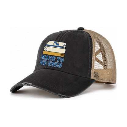 Made To Be Used Sewing And Quilting Women's Ponytail Trucker Hat – Washed Black Khaki