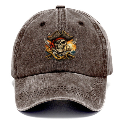Pirate Skull Sunset Voyage Classic Cap – Brown