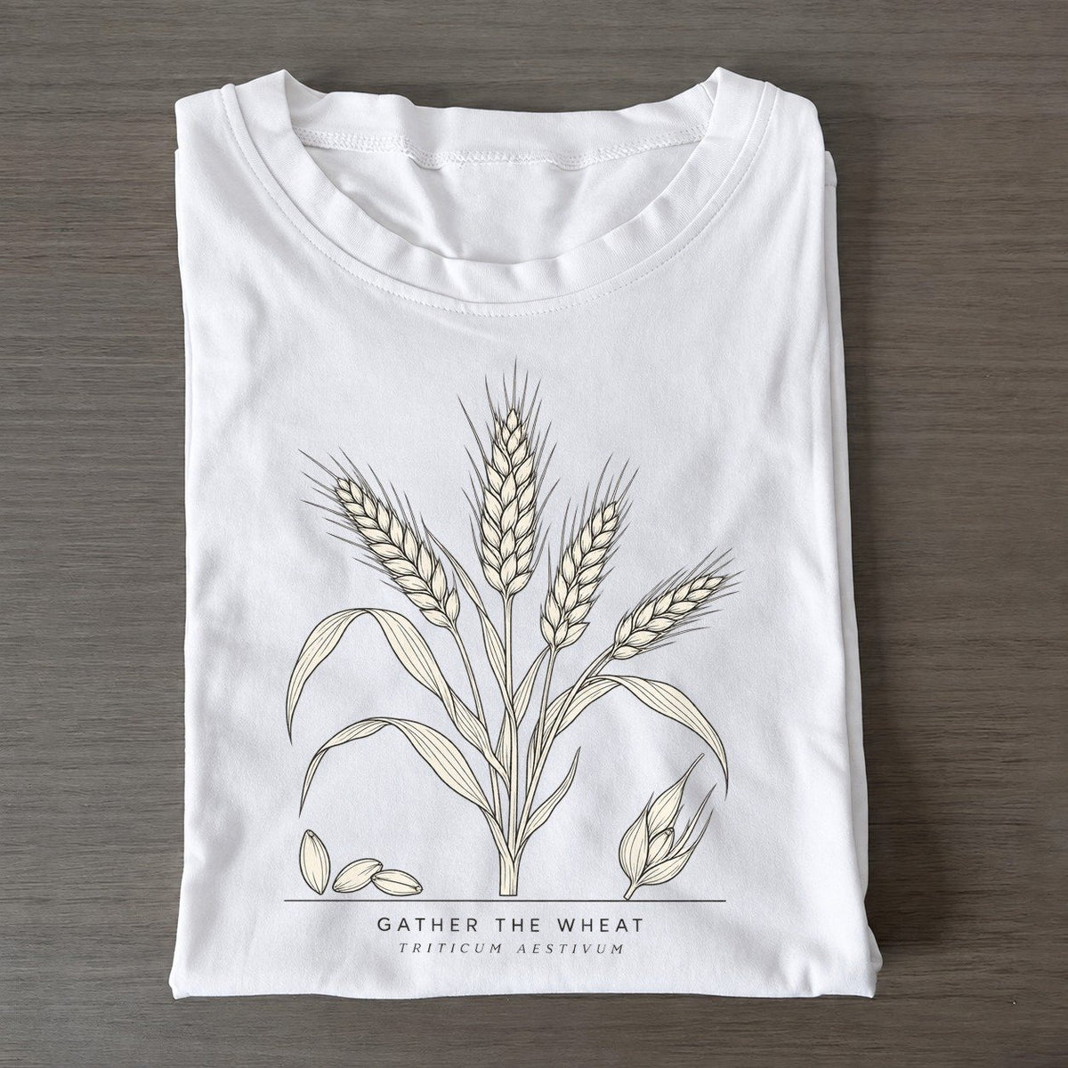 Gather The Wheat Olive Line Classic T-shirt – White