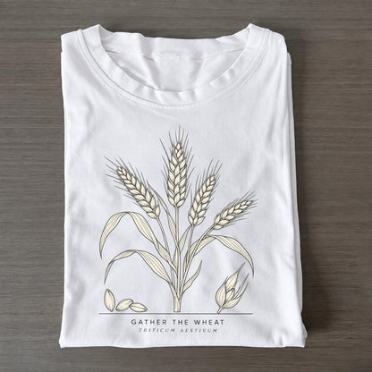 Gather The Wheat Olive Line Classic T-shirt – White