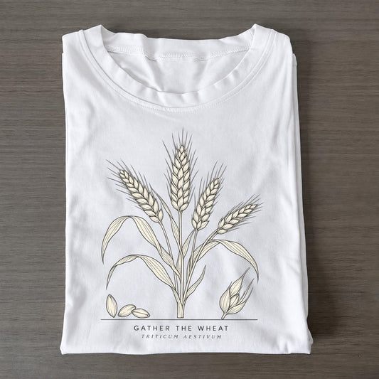 Gather The Wheat Olive Line Classic T-shirt – White