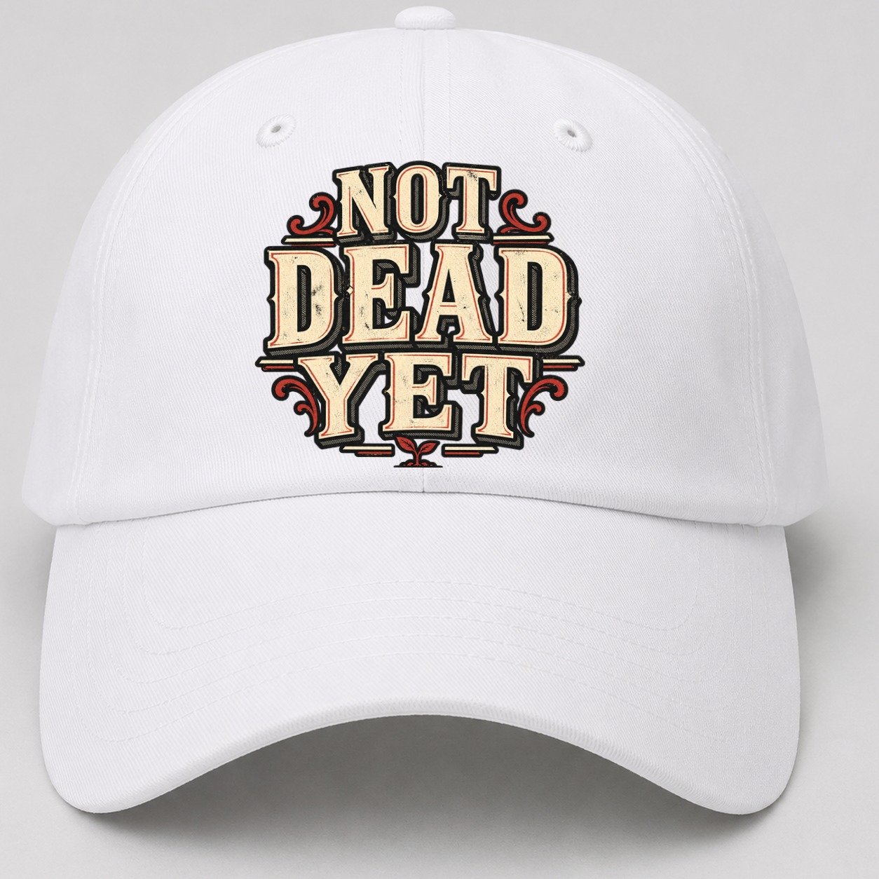 Not Dead Yet American Wit Baseball Cap – White