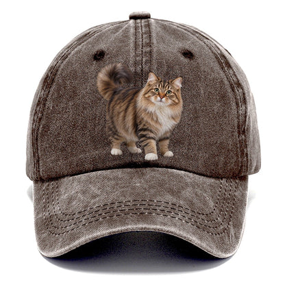 Siberian Standing Three Quarter Realistic Cat Portrait Classic Cap – Brown