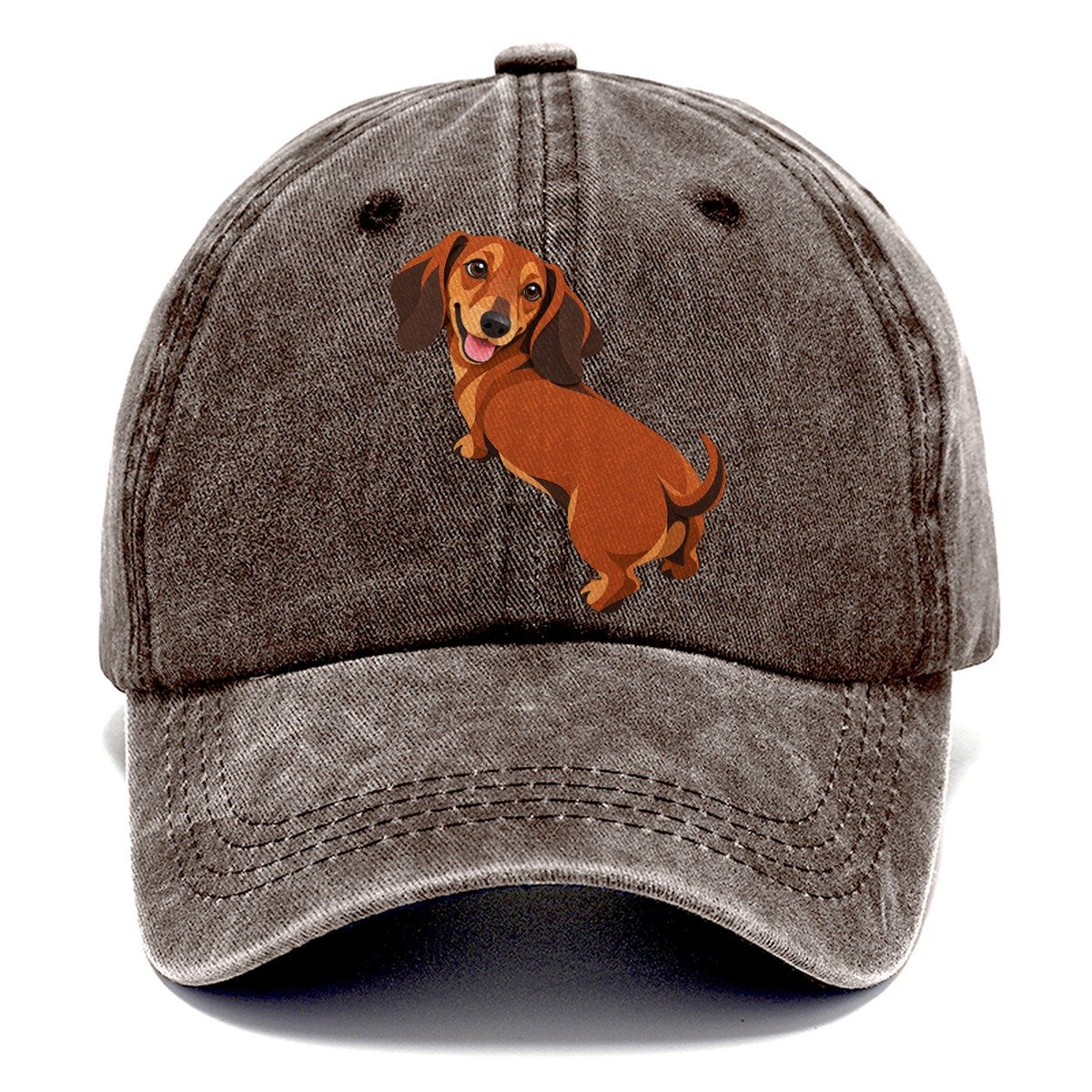 Happy Dachshund Looking Back Classic Cap – Brown