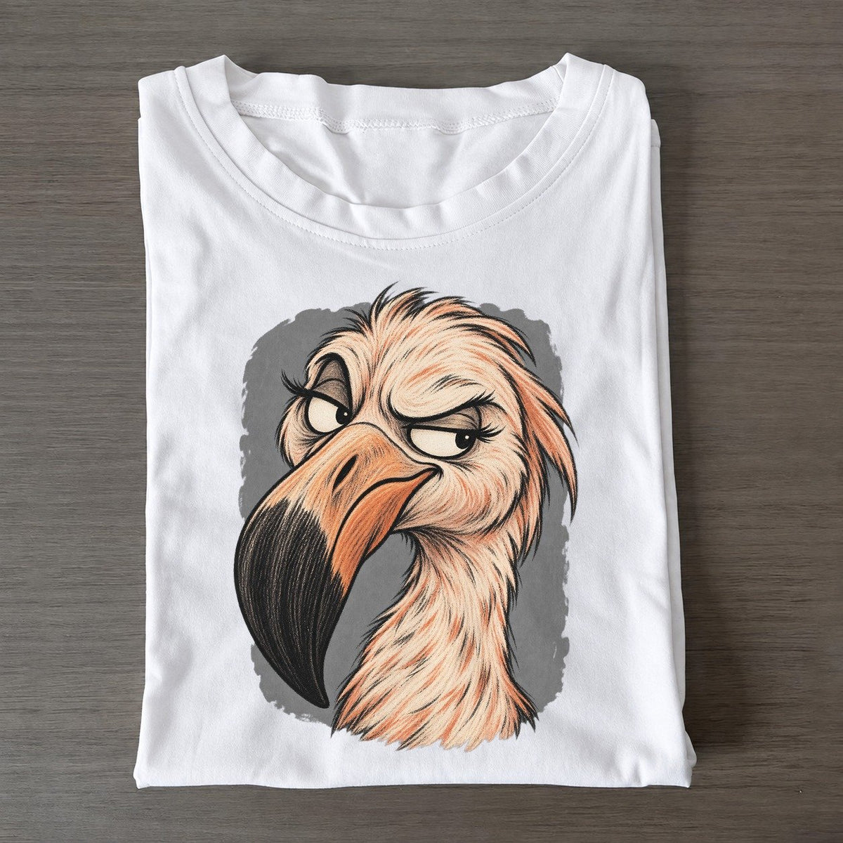 Flamingo Expressive Portrait Wild Grin Gallery Classic T-shirt – White