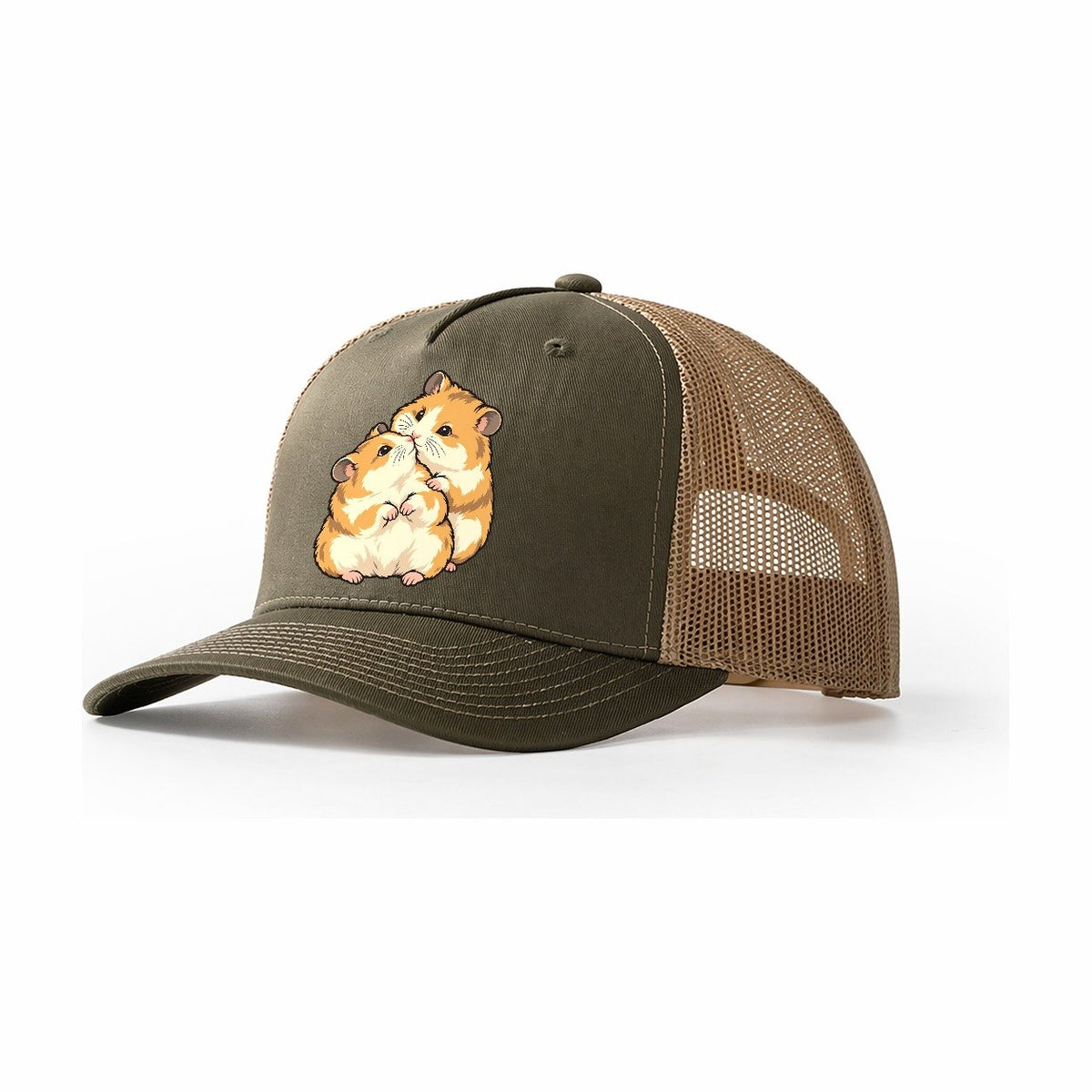 Hamster Nose Touch Small Pet Logos Trucker Hat – Olive Khaki